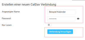 CalDAVVerbindung erstellen